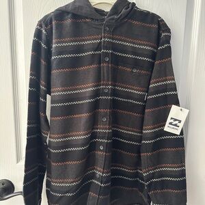 Billabong Black Hoodie with Orange and White Stripes